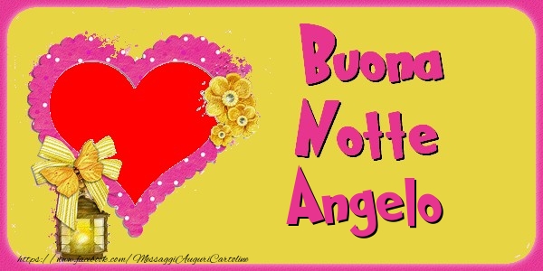 Cartoline di buonanotte - Cuore & Fiori & 1 Foto & Cornice Foto | Buona Notte Angelo