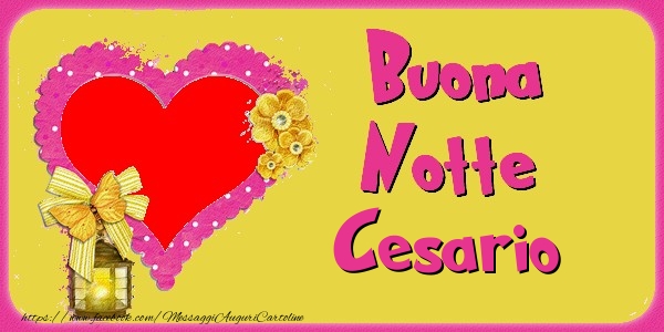 Cartoline di buonanotte - Cuore & Fiori & 1 Foto & Cornice Foto | Buona Notte Cesario