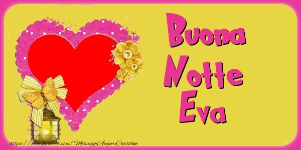 Cartoline di buonanotte - Cuore & Fiori & 1 Foto & Cornice Foto | Buona Notte Eva