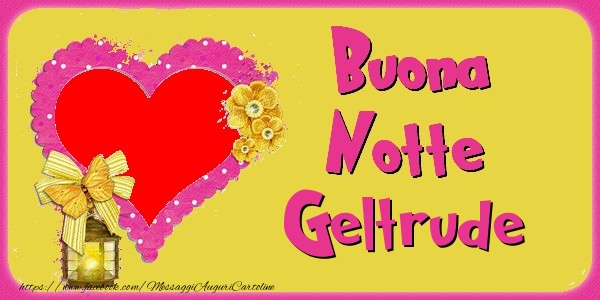 Cartoline di buonanotte - Cuore & Fiori & 1 Foto & Cornice Foto | Buona Notte Geltrude