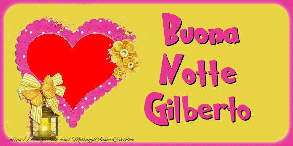 Cartoline di buonanotte - Cuore & Fiori & 1 Foto & Cornice Foto | Buona Notte Gilberto