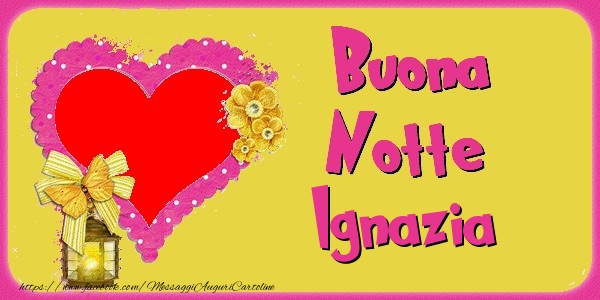 Cartoline di buonanotte - Cuore & Fiori & 1 Foto & Cornice Foto | Buona Notte Ignazia