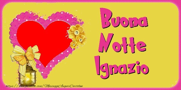 Cartoline di buonanotte - Cuore & Fiori & 1 Foto & Cornice Foto | Buona Notte Ignazio