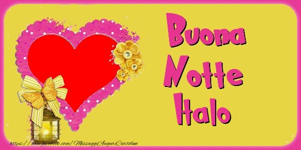 Cartoline di buonanotte - Cuore & Fiori & 1 Foto & Cornice Foto | Buona Notte Italo