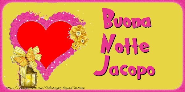 Cartoline di buonanotte - Cuore & Fiori & 1 Foto & Cornice Foto | Buona Notte Jacopo