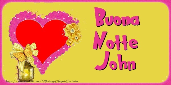 Cartoline di buonanotte - Cuore & Fiori & 1 Foto & Cornice Foto | Buona Notte John