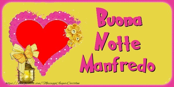 Cartoline di buonanotte - Cuore & Fiori & 1 Foto & Cornice Foto | Buona Notte Manfredo