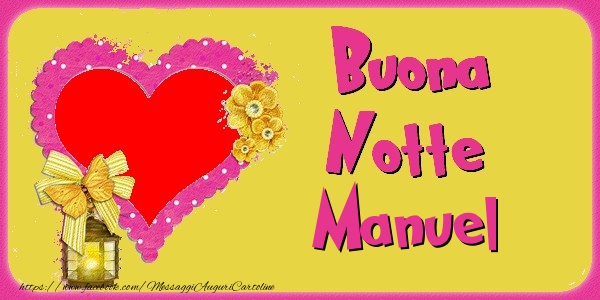 Cartoline di buonanotte - Cuore & Fiori & 1 Foto & Cornice Foto | Buona Notte Manuel