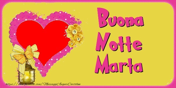 Cartoline di buonanotte - Cuore & Fiori & 1 Foto & Cornice Foto | Buona Notte Marta