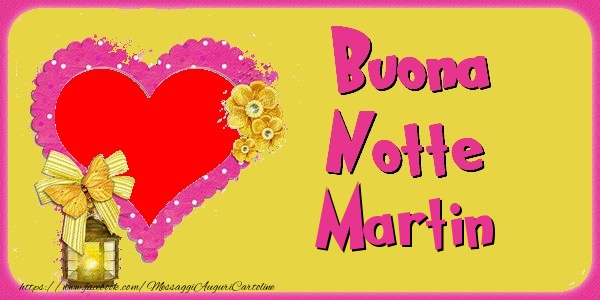 Cartoline di buonanotte - Cuore & Fiori & 1 Foto & Cornice Foto | Buona Notte Martin