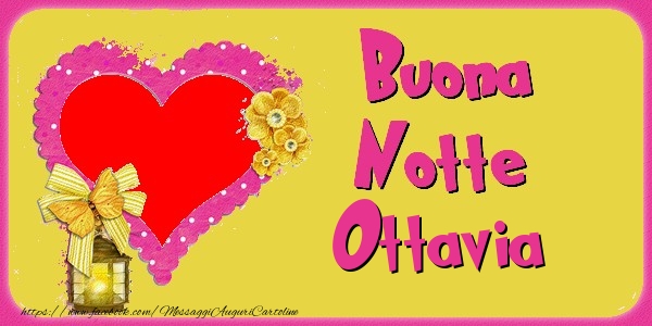 Cartoline di buonanotte - Cuore & Fiori & 1 Foto & Cornice Foto | Buona Notte Ottavia
