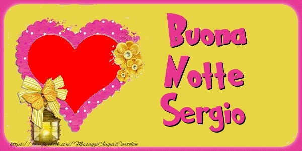 Cartoline di buonanotte - Cuore & Fiori & 1 Foto & Cornice Foto | Buona Notte Sergio