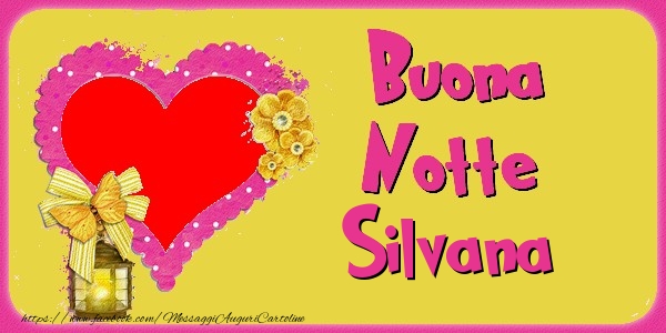 Cartoline di buonanotte - Cuore & Fiori & 1 Foto & Cornice Foto | Buona Notte Silvana