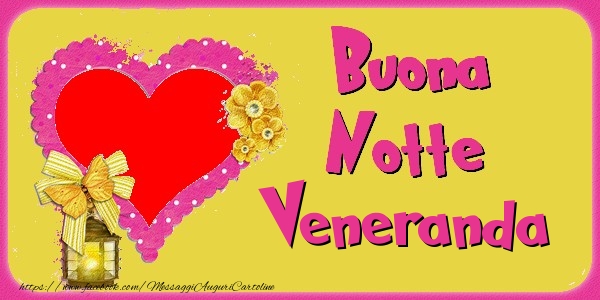 Cartoline di buonanotte - Cuore & Fiori & 1 Foto & Cornice Foto | Buona Notte Veneranda