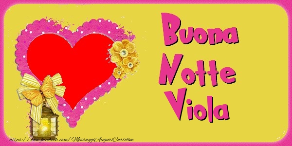 Cartoline di buonanotte - Cuore & Fiori & 1 Foto & Cornice Foto | Buona Notte Viola