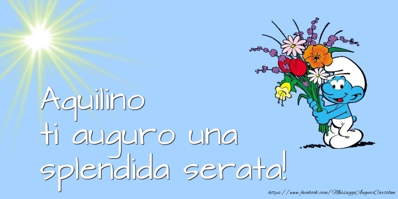 Cartoline di buonasera - Aquilino ti auguro una splendida serata!