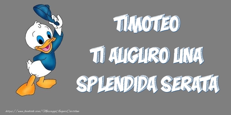 Cartoline di buonasera - Timoteo ti auguro una splendida serata