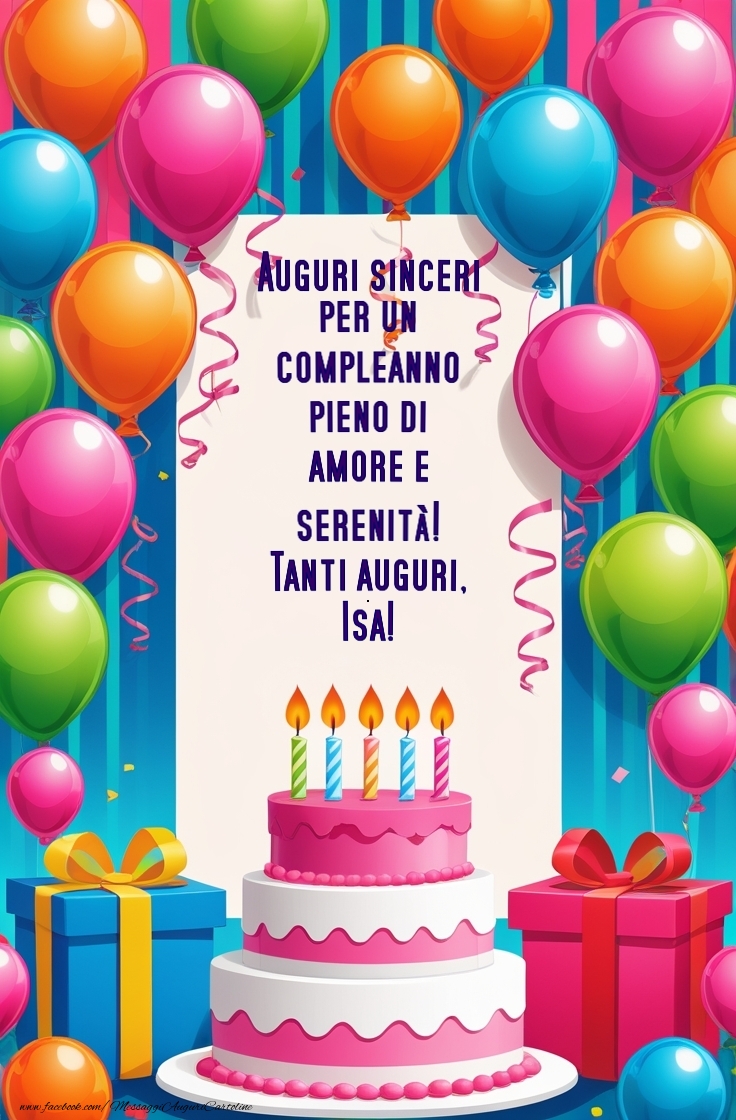 Cartoline di compleanno - Auguri sinceri per un compleanno pieno di amore e serenità