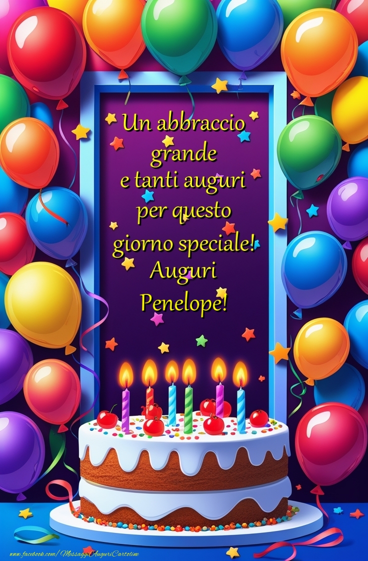 Cartoline di compleanno - Palloncini & Torta | Un abbraccio  grande  e tanti auguri