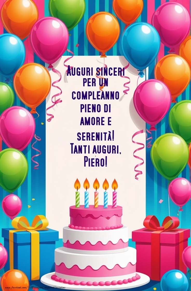 Cartoline di compleanno - Auguri sinceri per un compleanno pieno di amore e serenità