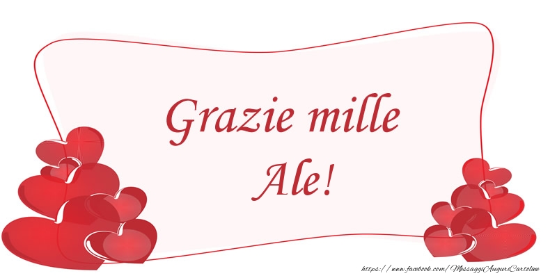 Cartoline di grazie - Cuore | Grazie mille Ale!