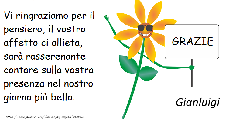 Cartoline di grazie - vi ringrazio Gianluigi