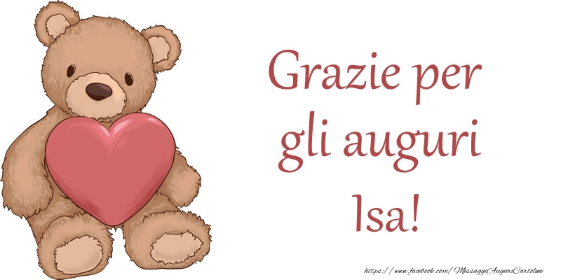 Cartoline di grazie - Grazie per gli auguri Isa!
