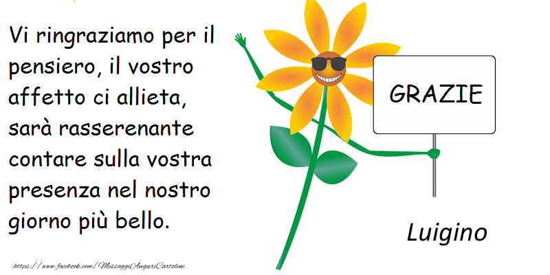 Cartoline di grazie - vi ringrazio Luigino