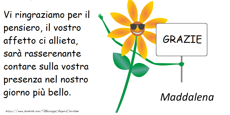Cartoline di grazie - vi ringrazio Maddalena