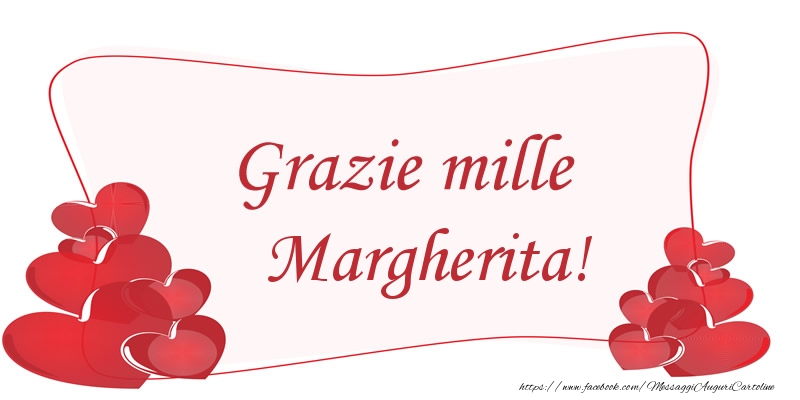 Cartoline di grazie - Cuore | Grazie mille Margherita!