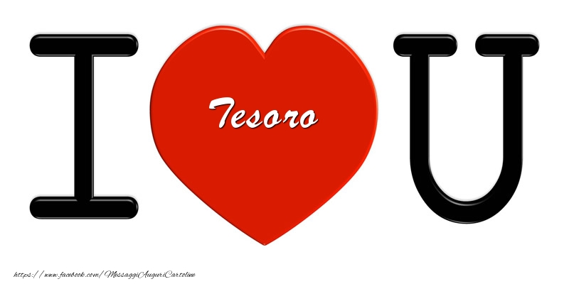 Cartoline d'amore per Fidanzato - Tesoro nel cuore I love you!