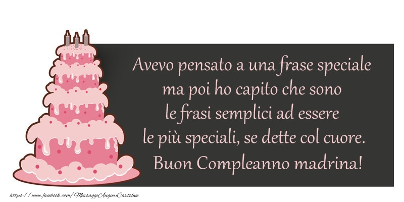 Compleanno Avevo pensato a una frase speciale ma poi ho capito che sono le frasi semplici ad essere le più speciali, se dette col cuore. Buon compleanno madrina!