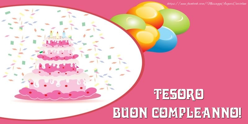 Cartoline di compleanno per Moglie - Torta per tesoro Buon Compleanno!