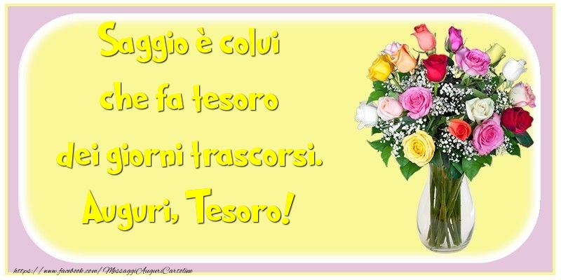 Cartoline di compleanno per Moglie - Saggio è colui che fa tesoro dei giorni trascorsi. tesoro