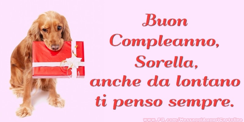 Cartoline di compleanno per Sorella - Buon Compleanno, sorella anche da lontano ti penso sempre.