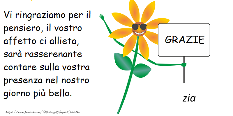 Cartoline di grazie per Zia - vi ringrazio zia