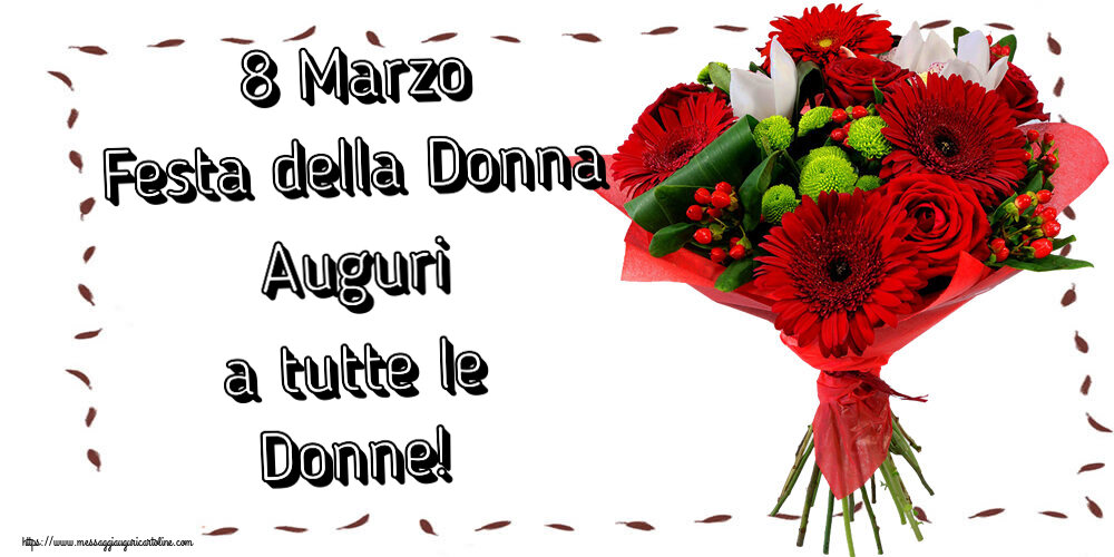Cartoline di 8 Marzo - 8 Marzo Festa della Donna Auguri a tutte le Donne! ~ bouquet di gerbere - messaggiauguricartoline.com
