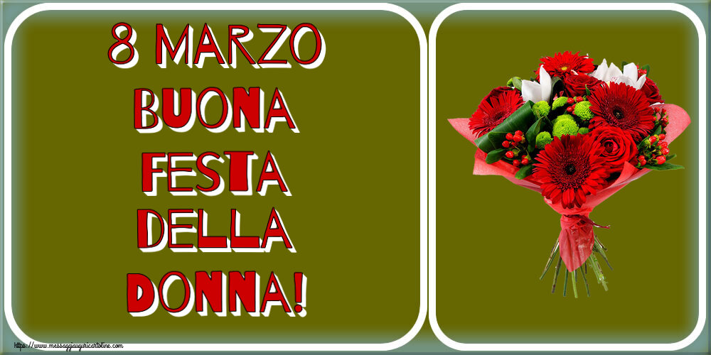 Cartoline di 8 Marzo - 8 Marzo Buona Festa della Donna! ~ bouquet di gerbere - messaggiauguricartoline.com
