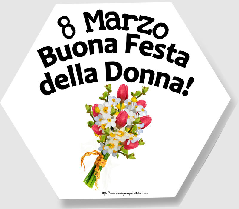 Cartoline di 8 Marzo - 8 Marzo Buona Festa della Donna! ~ bouquet di tulipani - messaggiauguricartoline.com