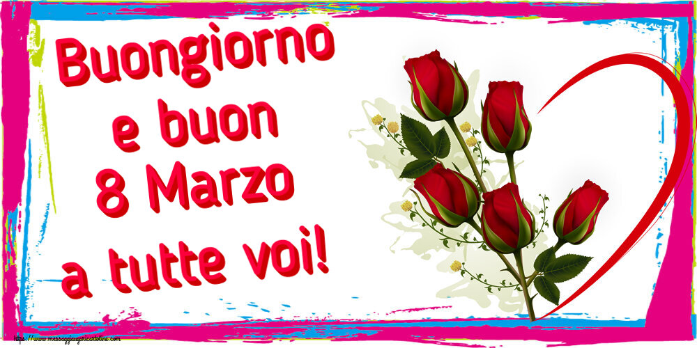 Buongiorno e buon 8 Marzo a tutte voi! ~ 5 rose rosse con cuori