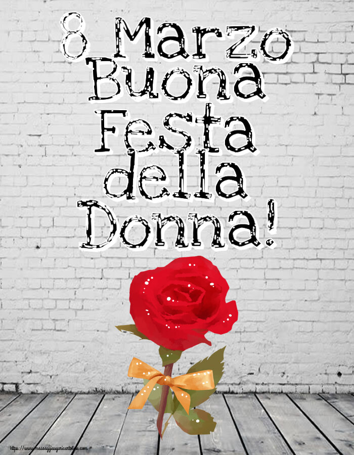 Cartoline di 8 Marzo - 8 Marzo Buona Festa della Donna! ~ una rosa rossa dipinta - messaggiauguricartoline.com
