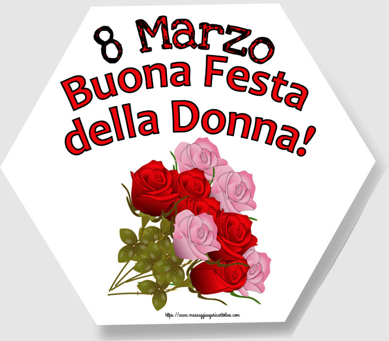 Cartoline di 8 Marzo - 8 Marzo Buona Festa della Donna! ~ nove rose - messaggiauguricartoline.com