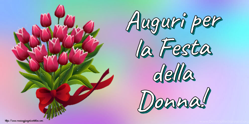 8 Marzo Auguri per la Festa della Donna! ~ bouquet di tulipani - Clipart