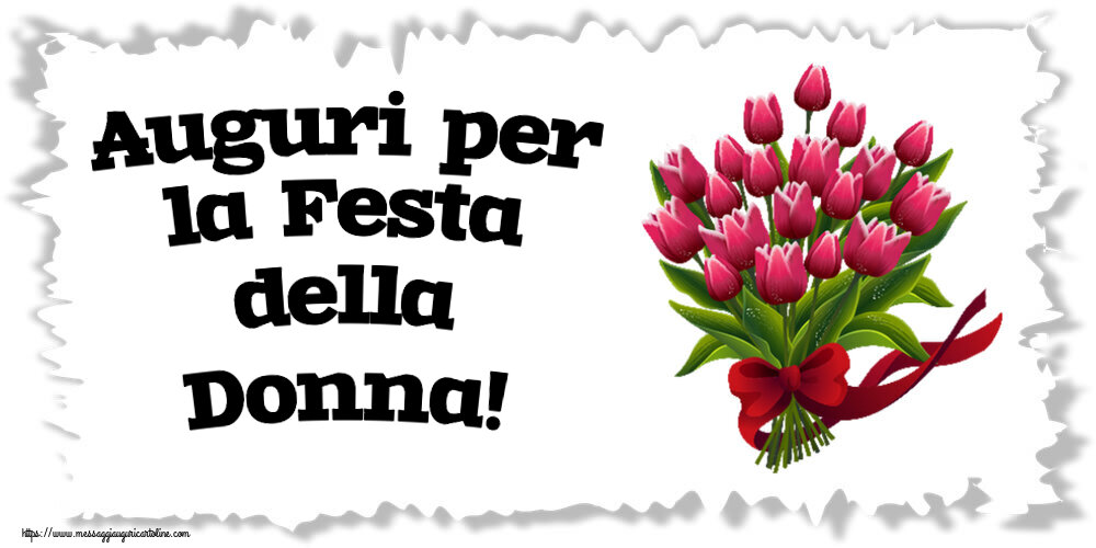 Cartoline di 8 Marzo - Auguri per la Festa della Donna! ~ bouquet di tulipani - Clipart - messaggiauguricartoline.com