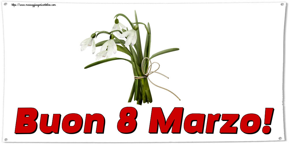 Cartoline di 8 Marzo - Buon 8 Marzo! ~ bouquet con 5 bucaneve - messaggiauguricartoline.com