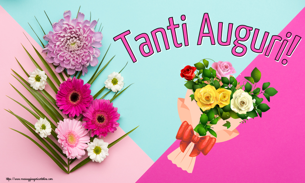 Tanti Auguri! ~ bouquet di rose multicolori
