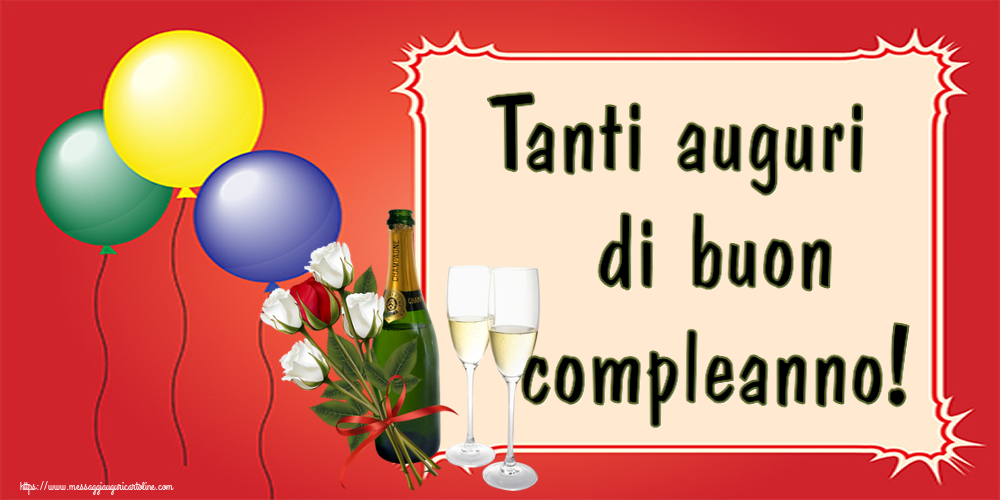 Cartoline di auguri - Tanti auguri di buon compleanno! ~ 4 rose bianche e una rosa rossa - messaggiauguricartoline.com