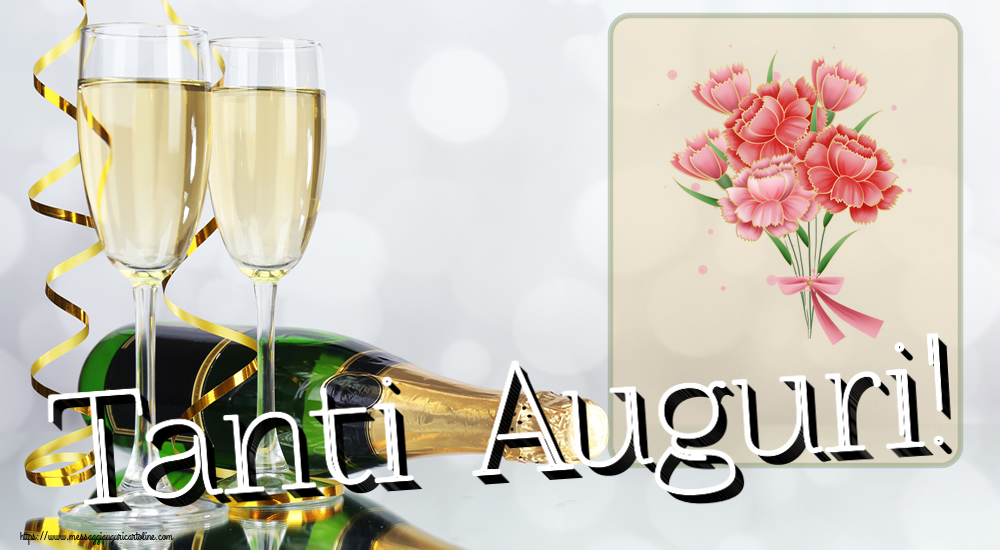Cartoline di auguri - Tanti Auguri! ~ Bouquet di garofani - Clipart - messaggiauguricartoline.com