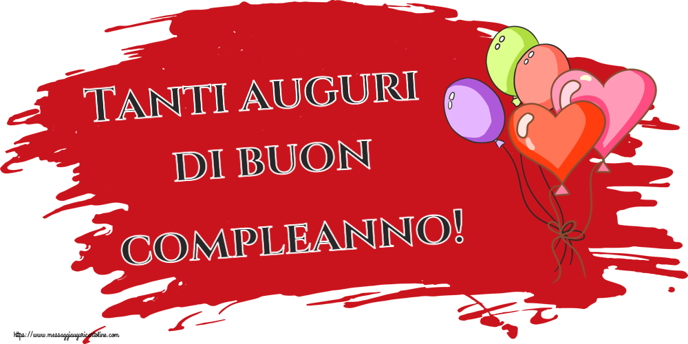 Cartoline di auguri - Tanti auguri di buon compleanno! ~ 5 palloncini colorati - messaggiauguricartoline.com