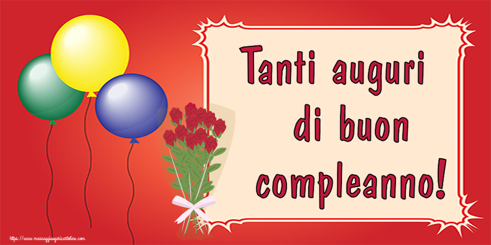 Auguri Tanti auguri di buon compleanno! ~ disegno con bouquet di rose